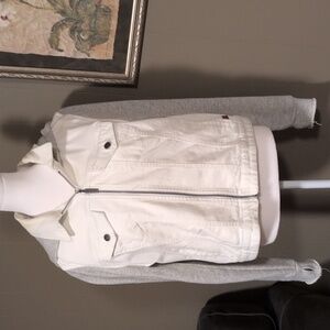 Peace Love World White Jacket with Gray Accents